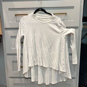 Lulu Cream Long-Sleeve Layered Waffle Knit Top